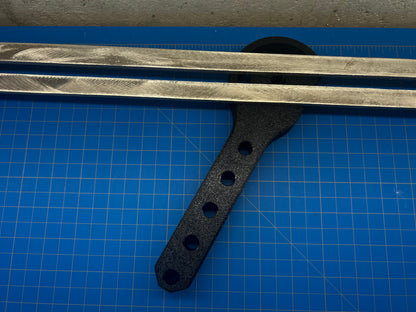 Monitor Bracket Extension for John Deere tractors, 3D-printed by Farm Sip Supreme, installed