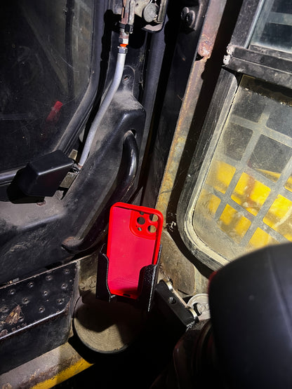 Magnetic Cell Phone Holder for service trucks, 3D-printed by Farm Sip Supreme, in the cab