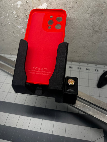 Monitor Bar Phone Mount for tractors, 3D-printed by Farm Sip Supreme, installed