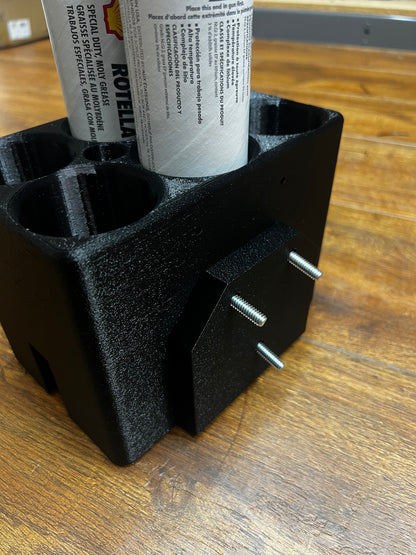 6 Pack Grease Tube Holder for service trucks, 3D-printed by Farm Sip Supreme, detail