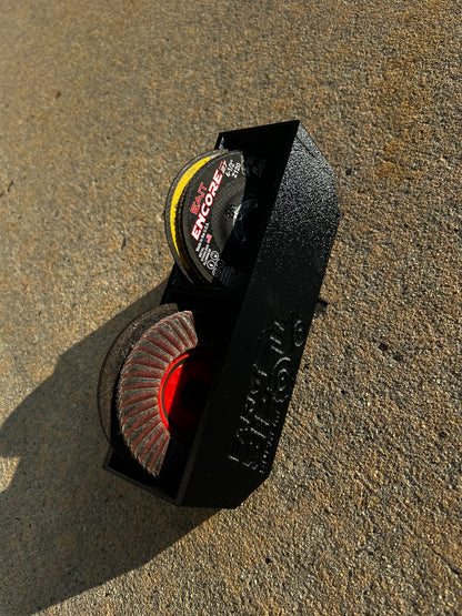 Magnetic Grinder Disk Holder for service trucks, 3D-printed by Farm Sip Supreme, installed