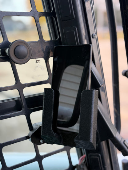 Skid Steer Cage Phone Mount, Bobcat for skid steers, 3D-printed by Farm Sip Supreme, side view