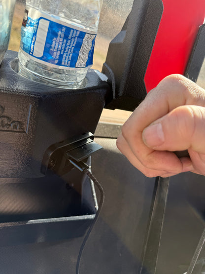 John Deere SoundGard 30/40/50 Series Cup Holder, New Edition, 3D-printed by Farm Sip Supreme, installed