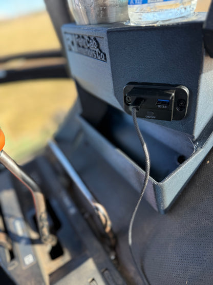 John Deere SoundGard 30/40/50 Series Cup Holder, New Edition, 3D-printed by Farm Sip Supreme, side view
