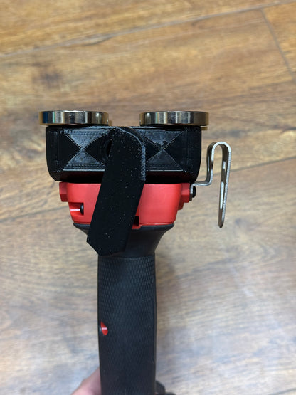 M18 Tool Holder, Normal Pistol Grip Style for service trucks, 3D-printed by Farm Sip Supreme, in the cab