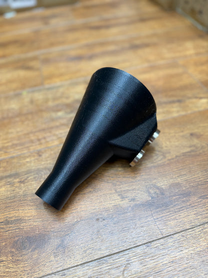Funnel Holder with Drip Catch for service trucks, 3D-printed by Farm Sip Supreme, side view