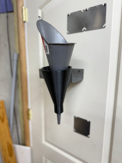 Funnel Holder with Drip Catch for service trucks, 3D-printed by Farm Sip Supreme