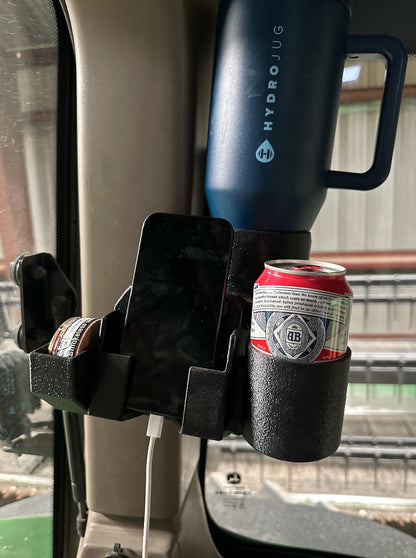Dip n Cup Holder, Fran Special Combo, Includes Bolts for John Deere tractors, 3D-printed by Farm Sip Supreme