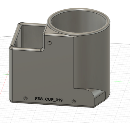 Inner Fender Mounted 5 and 3/8 Drink Holder with Bin for John Deere 5 Series, 3D-printed by Farm Sip Supreme, detail