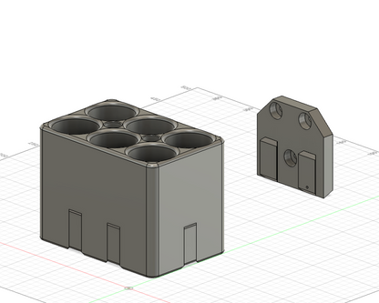 6 Pack Grease Tube Holder for service trucks, 3D-printed by Farm Sip Supreme, back view