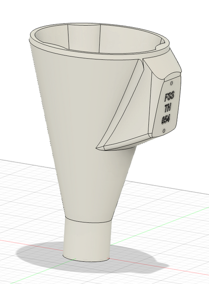 Funnel Holder with Drip Catch for service trucks, 3D-printed by Farm Sip Supreme, detail