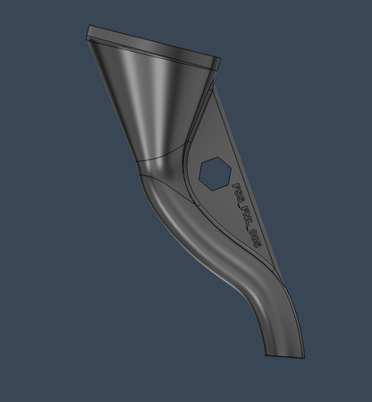 Funnel Offset for service trucks, 3D-printed by Farm Sip Supreme